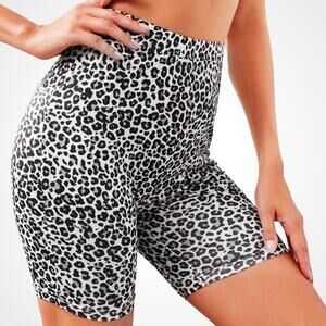 Shein Leopard Print Biking Shorts Black and White Leopard High Rise Small